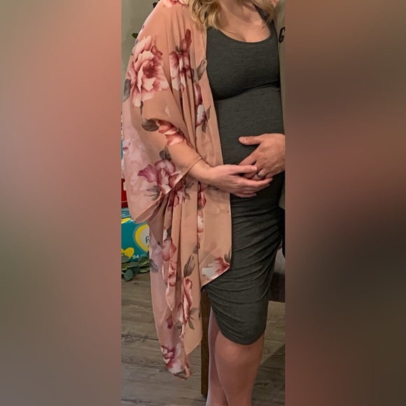 Pinkblush Sleeveless Charcoal Ruched Midi Maternity Dress - Picture 7 of 7